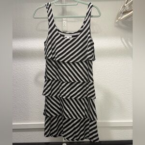 Velvet Torch Sleeveless Tiered Striped Mini Dress - L